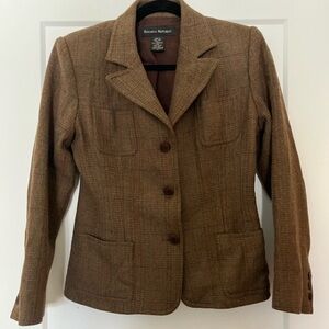 Vintage Banana Republic 100% wool Brown Tweed Single Breasted Blazer Jacket 4